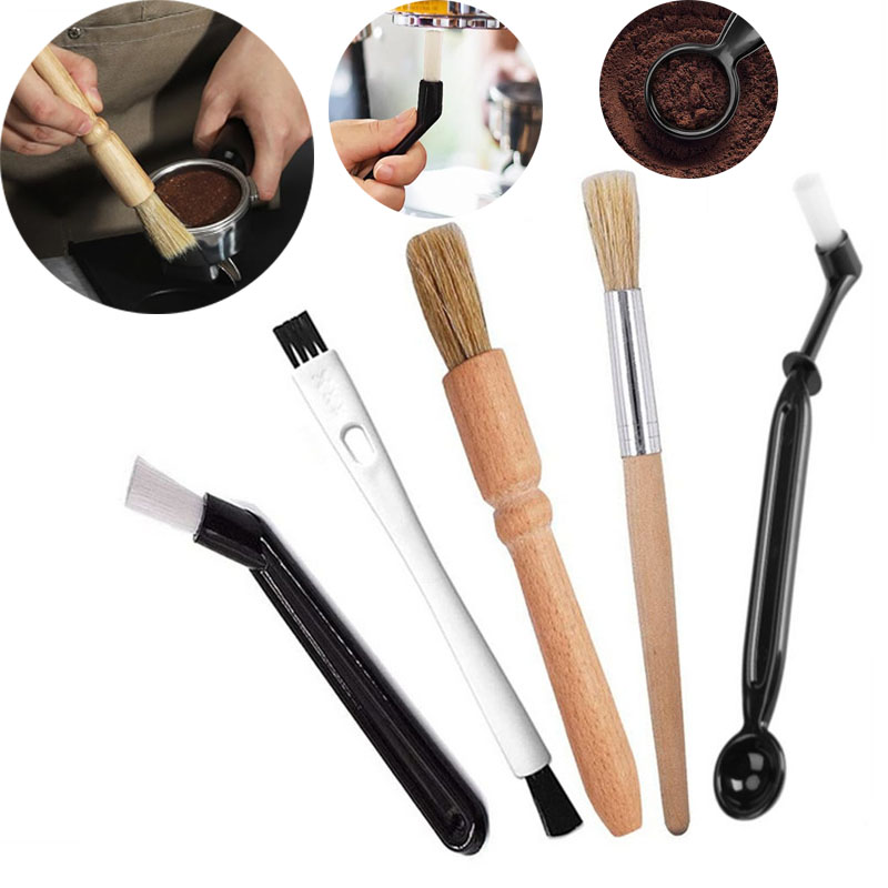 Coffee Equipment Cleaner - เครื่องชงกาแฟแปรงทําความสะอาดชุดแปรงทําความสะอาดไม้สําหรับเครื่องบดและไนลอน Espresso Professional แปรงสําหรับคนรักกาแฟของขวัญ