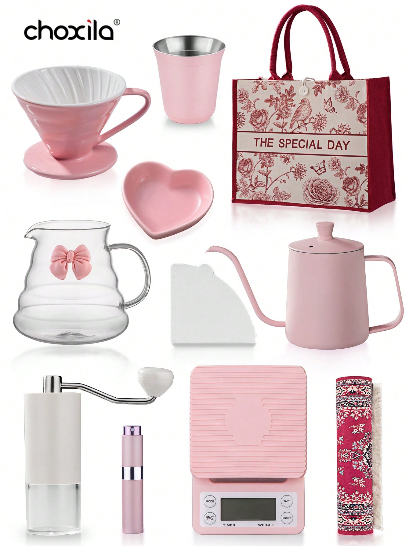 1 ชุดสีชมพู Pour Over Coffee ช - Coffee Equipment Kit บทวิจารณ์และราคา